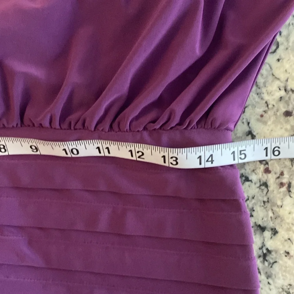 Adrianna Papell purple banded blouson jersey dress 6 TT30